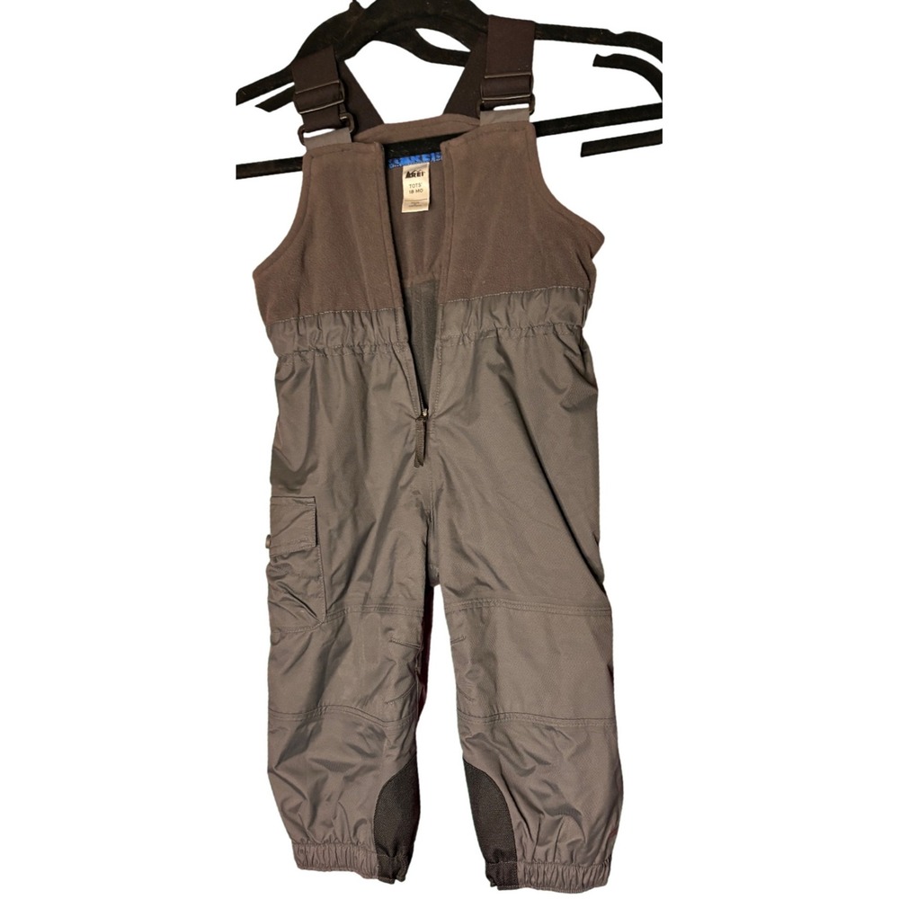 REI Tots 18MO Charcoal Gray Fleece Top Insulated Snow Bibs Overalls Winter Pants